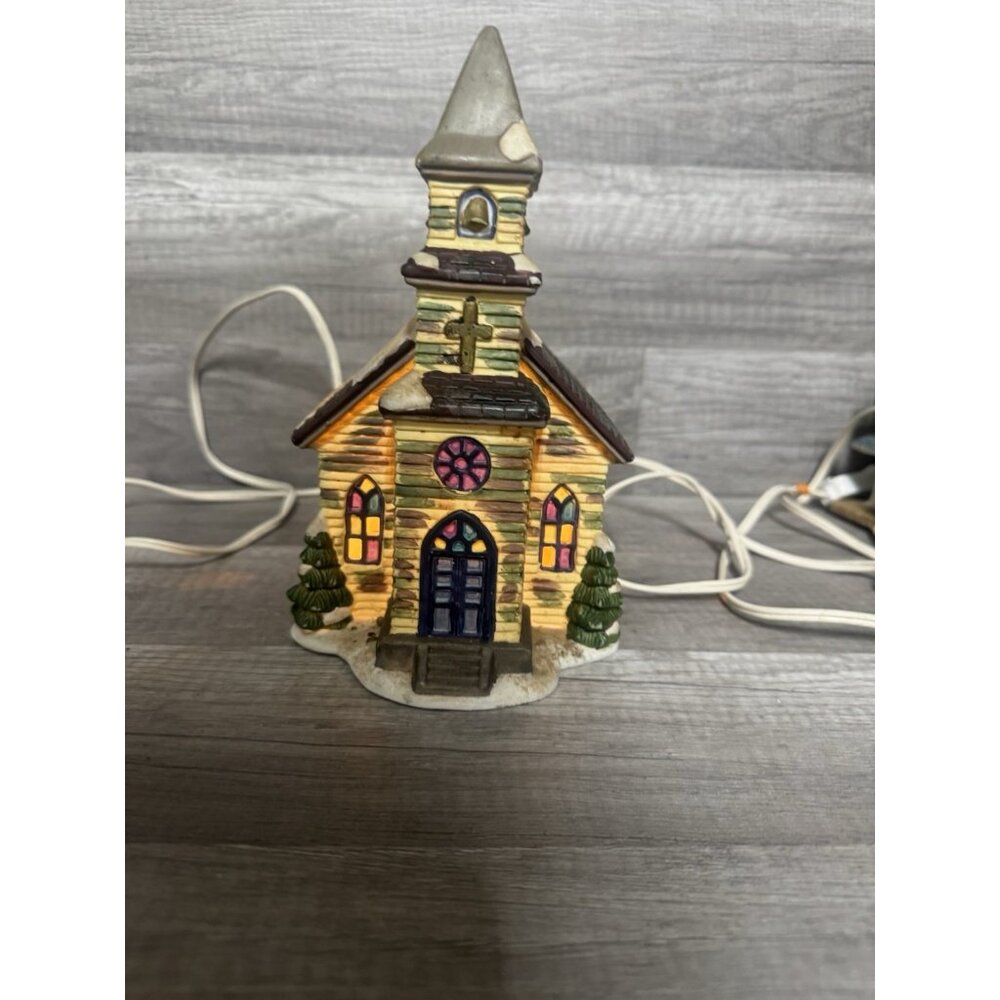 Porcelain church stained glass windows Christmas house